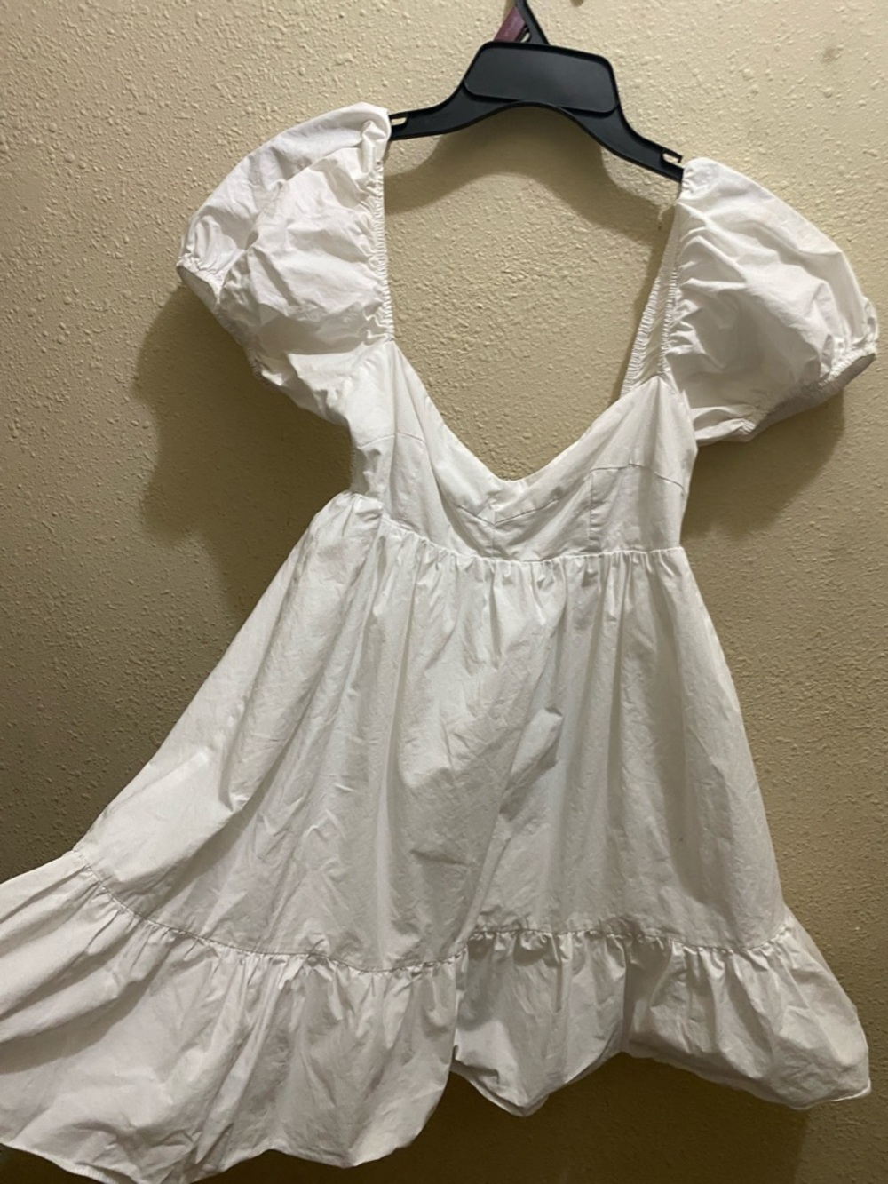 White Puff Sleeve Babydoll Dress